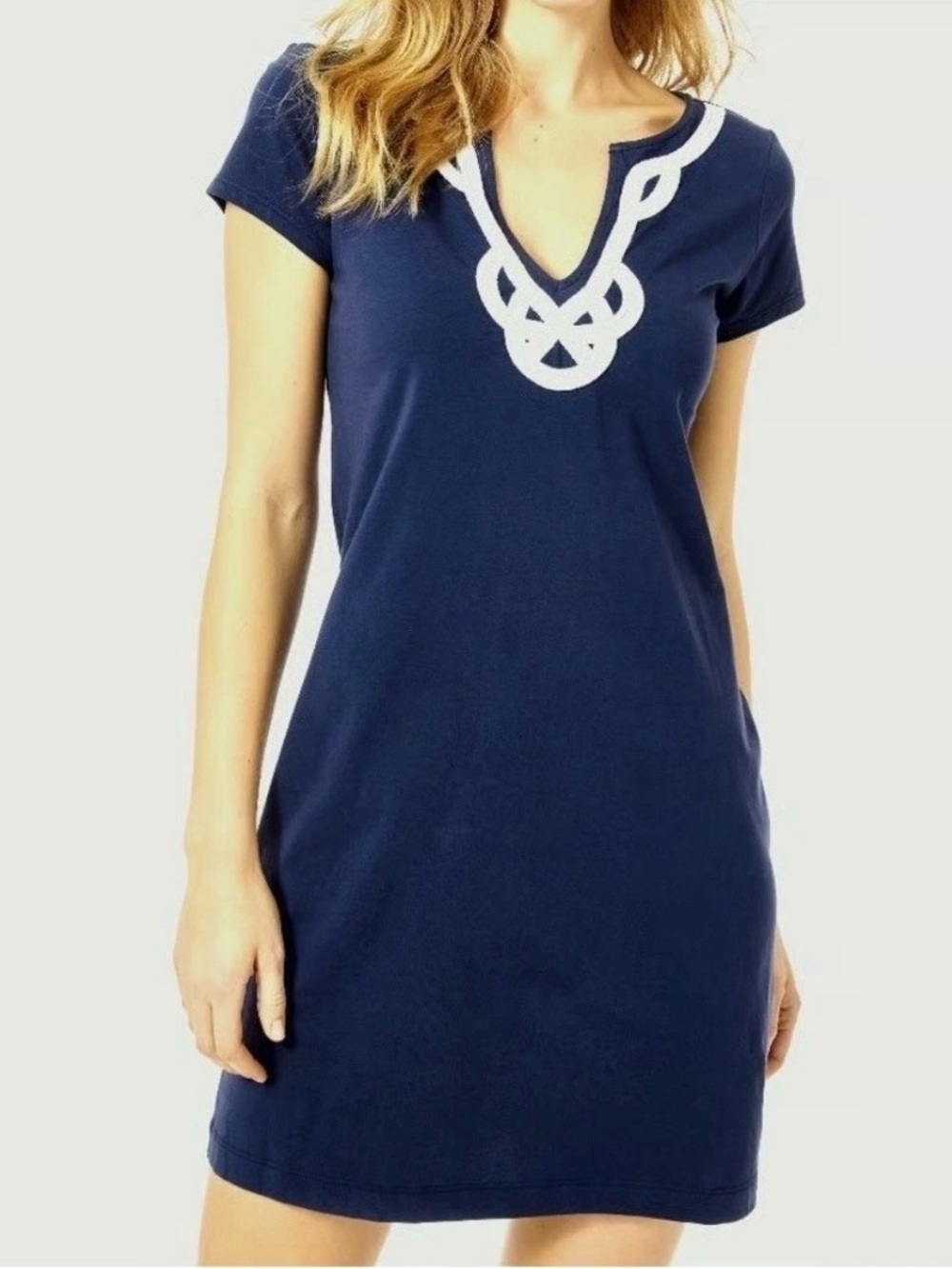 Lilly Pulitzer Brewster women navy blue shift dress size M casual party summer - Picture 6 of 16
